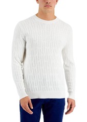 Alfani Mens Cable Knit Cotton Crewneck Sweater