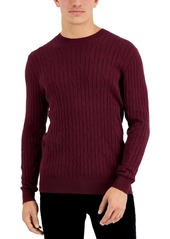 Alfani Mens Cable Knit Cotton Crewneck Sweater