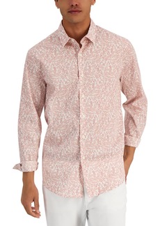 Alfani Mens Cotton Floral Button-Down Shirt