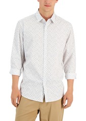 Alfani Mens Cotton Printed Button-Down Shirt