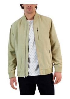 Alfani Mens Faux Suede Perforated Bomber Jacket