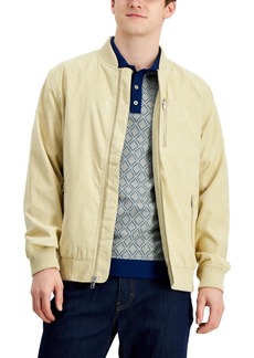 Alfani Mens Faux Suede Perforated Bomber Jacket