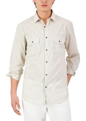 Alfani Mens Heathered Point-Collar Button-Down Shirt