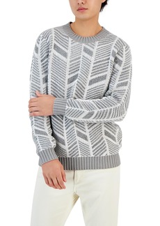 Alfani Mens Knit Herringbone Crewneck Sweater