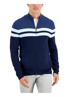 Alfani Mens Mock Neck Colorblock Full Zip Sweater