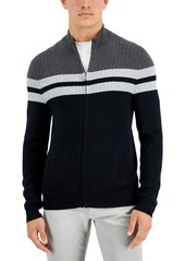 Alfani Mens Mock Neck Colorblock Full Zip Sweater