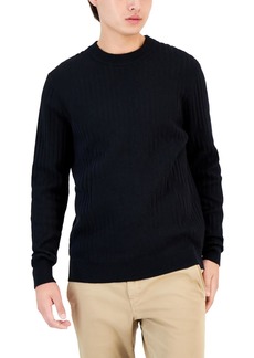 Alfani Mens Ribbed Pullover Crewneck Sweater