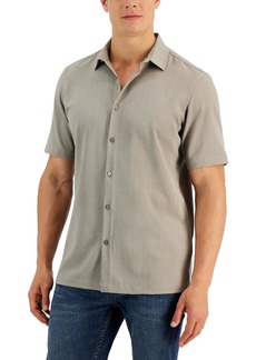 Alfani Mens Short Sleeve Collar Button-Down Shirt