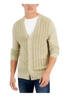 Alfani Mens Stripe V-Neck Cardigan Sweater