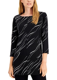 Alfani Womens Boatneck Elbow Sleeve Tunic Top