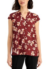 Alfani Womens Floral V-Neck Pullover Top