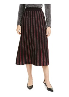 Alfani Womens Metallic Striped Pleated Skirt