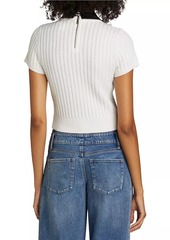 Alice + Olivia Abbott Wool Cable-Knit Short-Sleeve Sweater