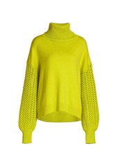 Alice + Olivia Adela Open-Weave Turtleneck Sweater