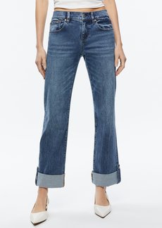 alice + olivia ABILENE LOW RISE CUFFED JEAN WITH SNAPS