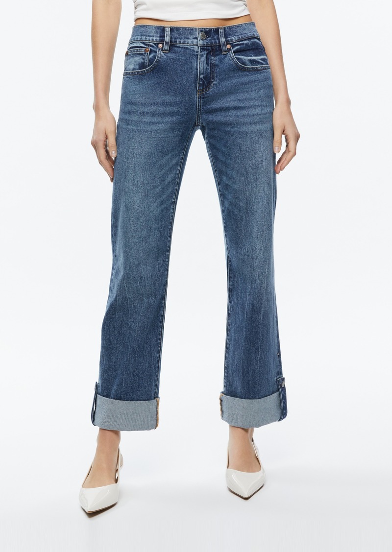 alice + olivia ABILENE LOW RISE CUFFED JEAN WITH SNAPS