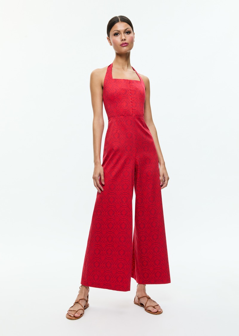 alice + olivia AIDA CROPPED HALTER JUMPSUIT