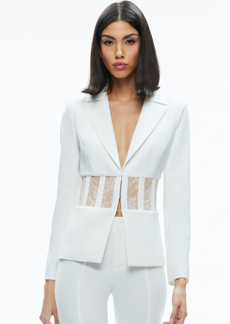 alice + olivia ALEXIA FITTED SHEER CORSET BLAZER