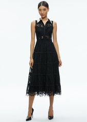 alice + olivia ANAYA EMBELLISHED COLLAR LACE MIDI DRESS