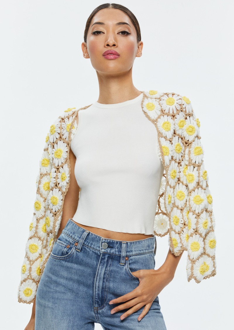 alice + olivia ANDERSON DAISY CROCHET CARDIGAN