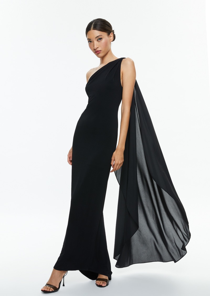 alice + olivia ANJA ONE SHOULDER DRAPED MAXI DRESS