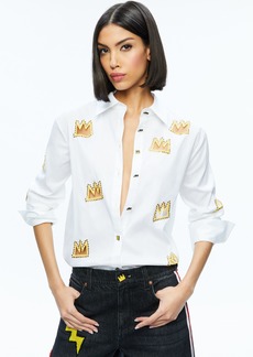 alice + olivia A+O X BASQUIAT FINELY EMBELLISHED BUTTON DOWN