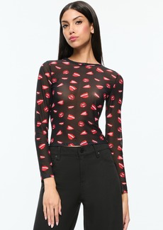 alice + olivia A+O X TOM WESSELMANN DELAINA MESH LONG SLEEVE TOP