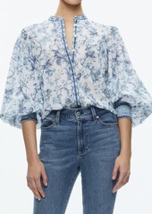 Alice + Olivia April Floral Blouson Sleeve Cotton Top