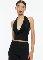 alice + olivia AYANNA DEEP COWL CROPPED TOP