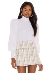Alice + Olivia Babette Turtleneck Puff Sleeve Ribbed Pullover