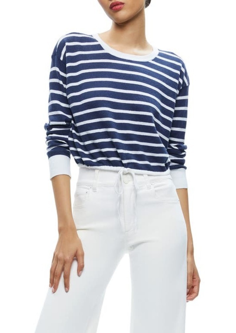 Alice + Olivia Bernetta Stripe Linen Blend Crop Sweater