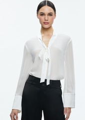 alice + olivia BRADY OVERSIZED BUTTON DOWN WITH BOW TIE