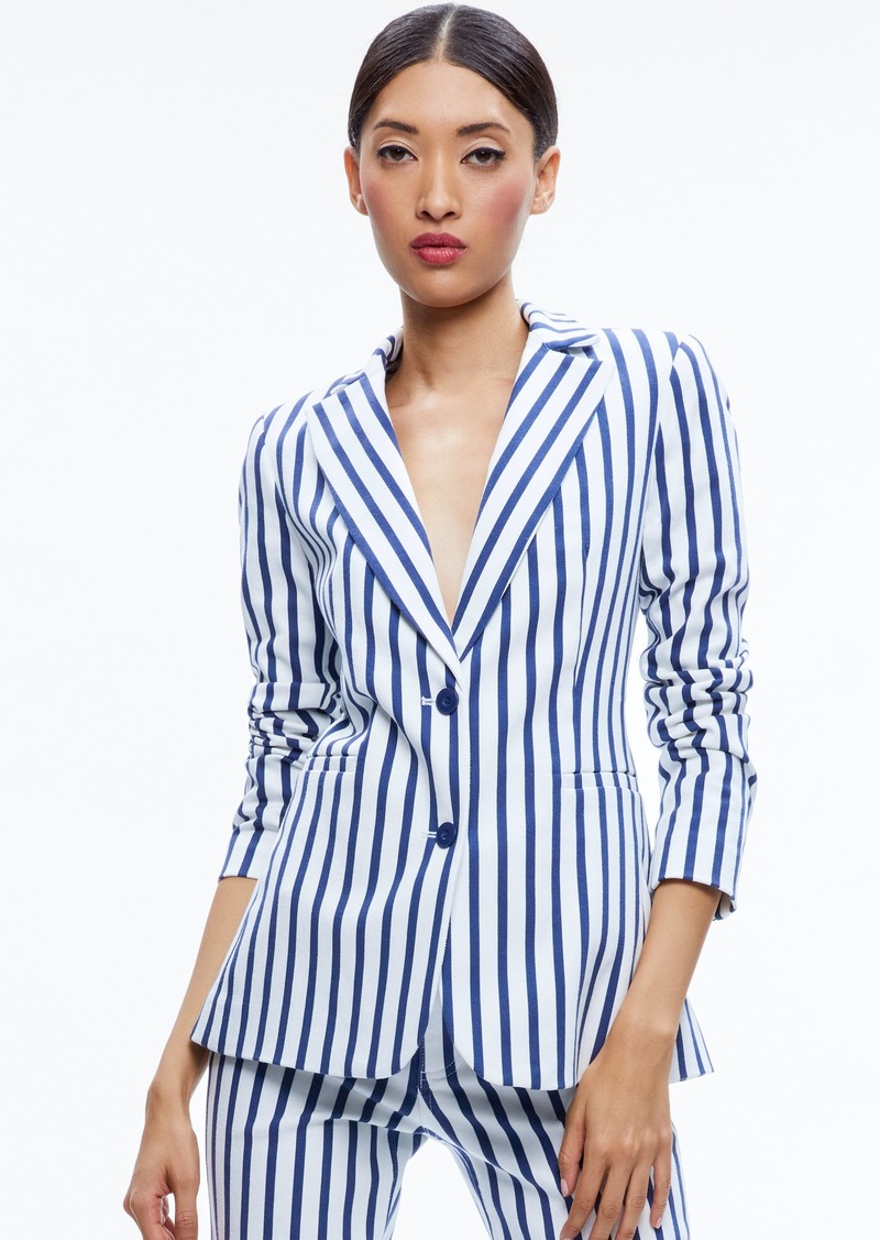 alice + olivia BREANN LONG FITTED TWO BUTTON BLAZER