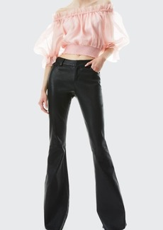 Alice + Olivia Brent High-Waist Leather Bell Pants