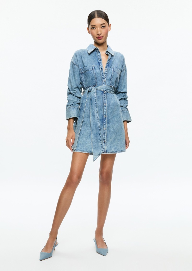 alice + olivia BRIGITA DENIM MINI DRESS