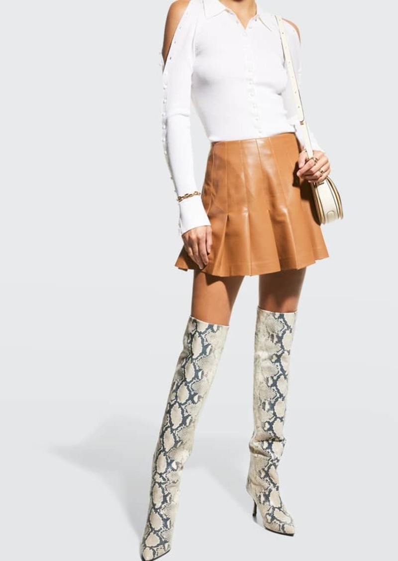 Alice + Olivia Carter Vegan Leather Pleated Mini Skirt