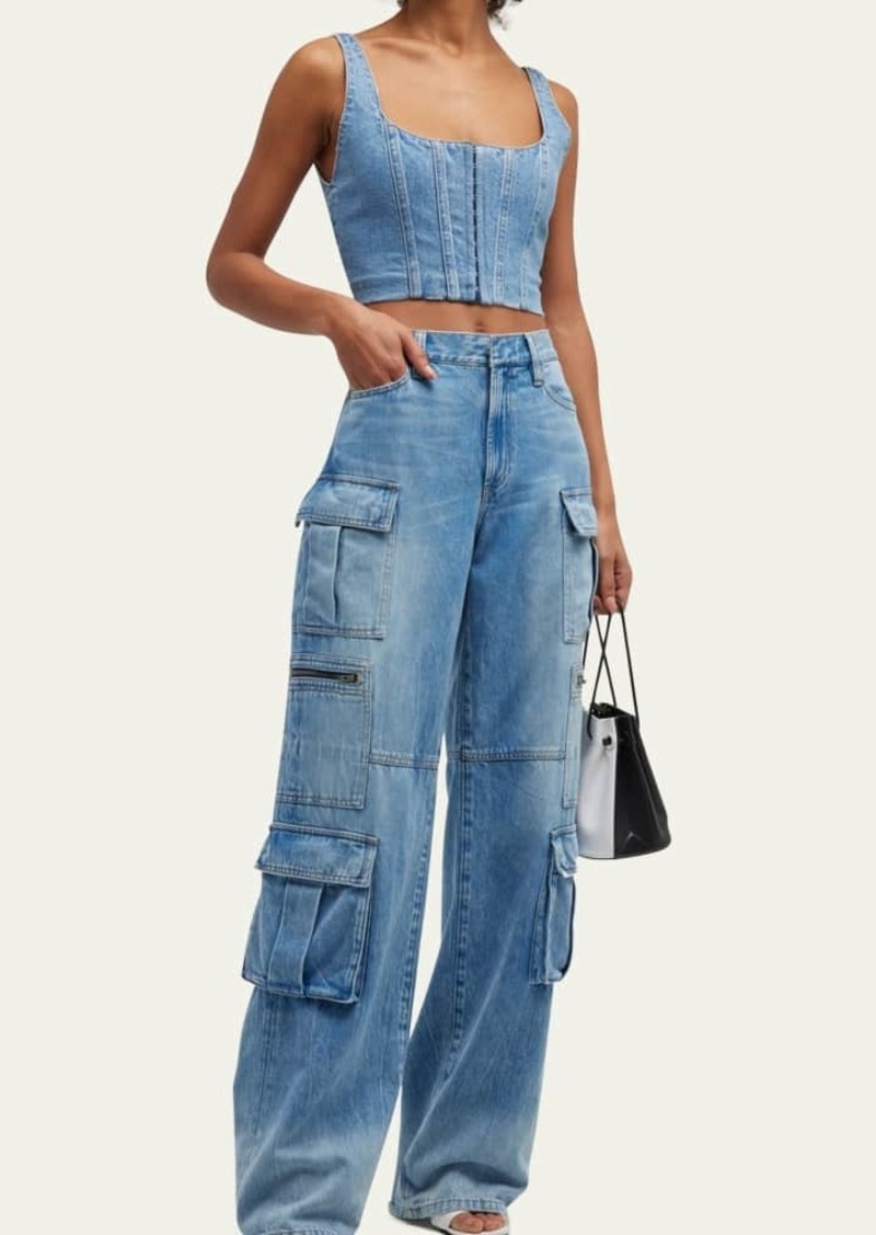 Alice + Olivia Cay Baggy Denim Cargo Pants