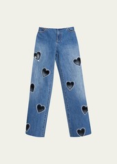Alice + Olivia Karrie Embellished Heart Cutout Jeans