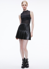 alice + olivia CHARA VEGAN LEATHER PLEATED MINI DRESS