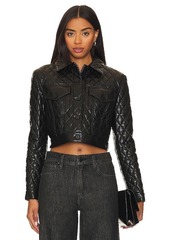 Alice + Olivia Chloe Vgn Quilted Boxy Crp Jacket