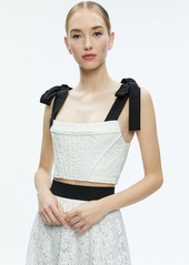 alice + olivia CLARA BOW STRAP BUSTIER CROP TOP