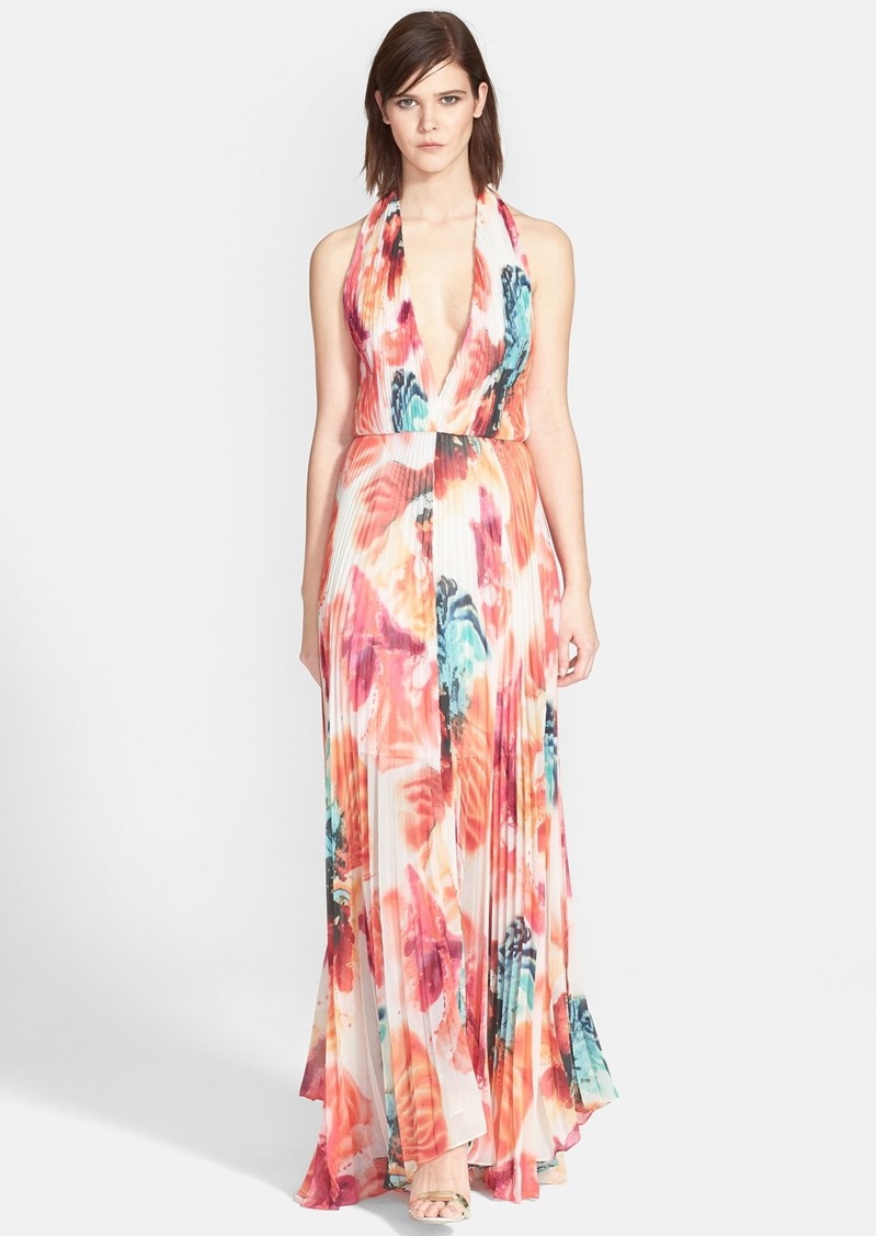 Alice + Olivia Alice + Olivia 'Clare' Abstract Print Pleated Halter ...