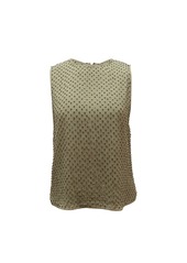 Alice + Olivia Crew Neck Blouse in Olive Green Silk