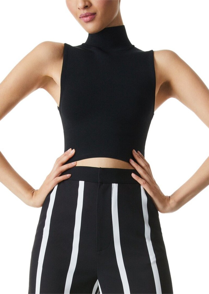 alice + olivia Darina Mock Neck Fitted Crop Tank