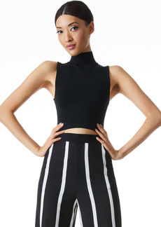 alice + olivia DARINA MOCK NECK FITTED CROPPED TANK