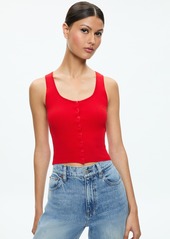 alice + olivia DARYN BUTTON THROUGH CROPPED TANK