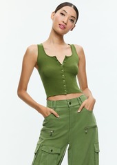 alice + olivia DARYN BUTTON THROUGH CROPPED TANK