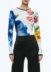 Alice + Olivia Delaina Floral Crewneck Crop Top