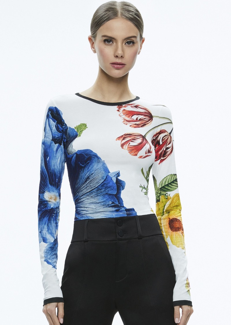 alice + olivia DELAINA LONG SLEEVE CROP TOP