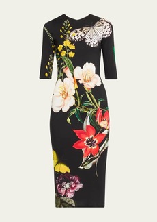 Alice + Olivia Delora Floral Printed Midi Dress